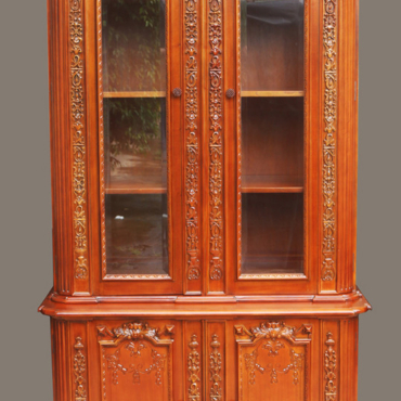 Resolute Hand Carved Mahogany Bookcase 44"W x 92"H