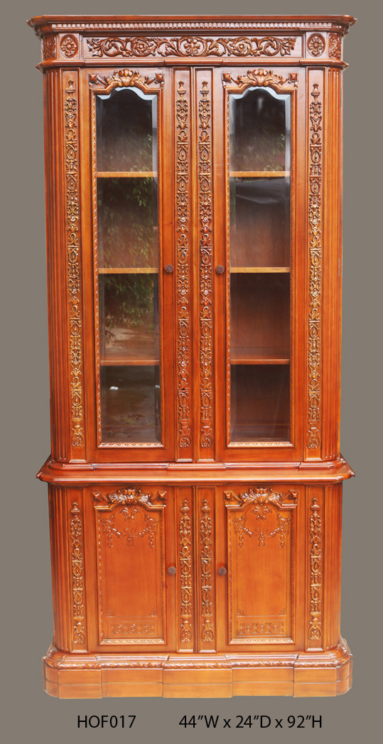 Resolute Hand Carved Mahogany Bookcase 44"W x 92"H