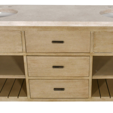 Customizable Double Bathroom Vanity with Marble Top 84"W Beachstone