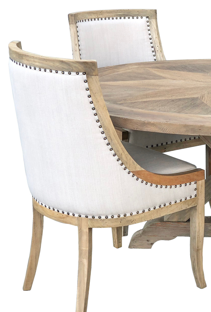Farmhouse Barrel 60' Round Dining Table Set of 5 Close Up Image