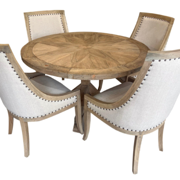 Farmhouse Barrel 60' Round Dining Table Set of 5