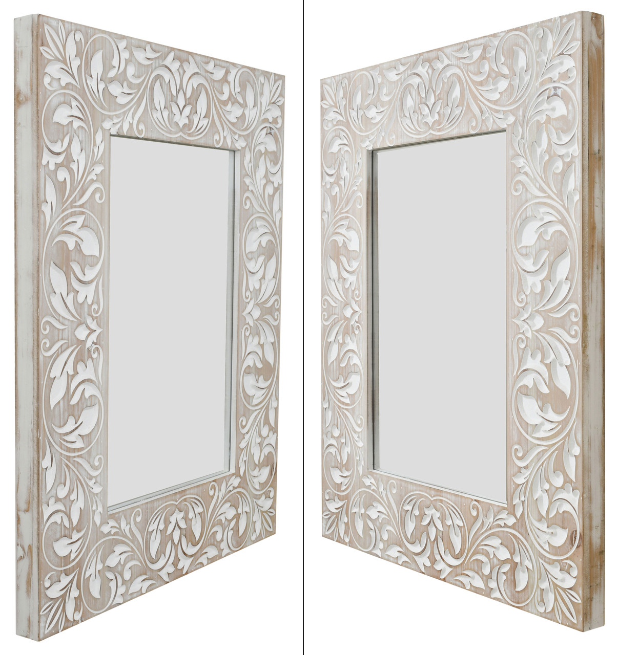 Carved Leaf Wall Mirror 23.6W x 29.5H Close Up Image
