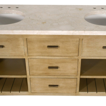 Customizable Double Bathroom Vanity with Marble Top 72"W Beachstone