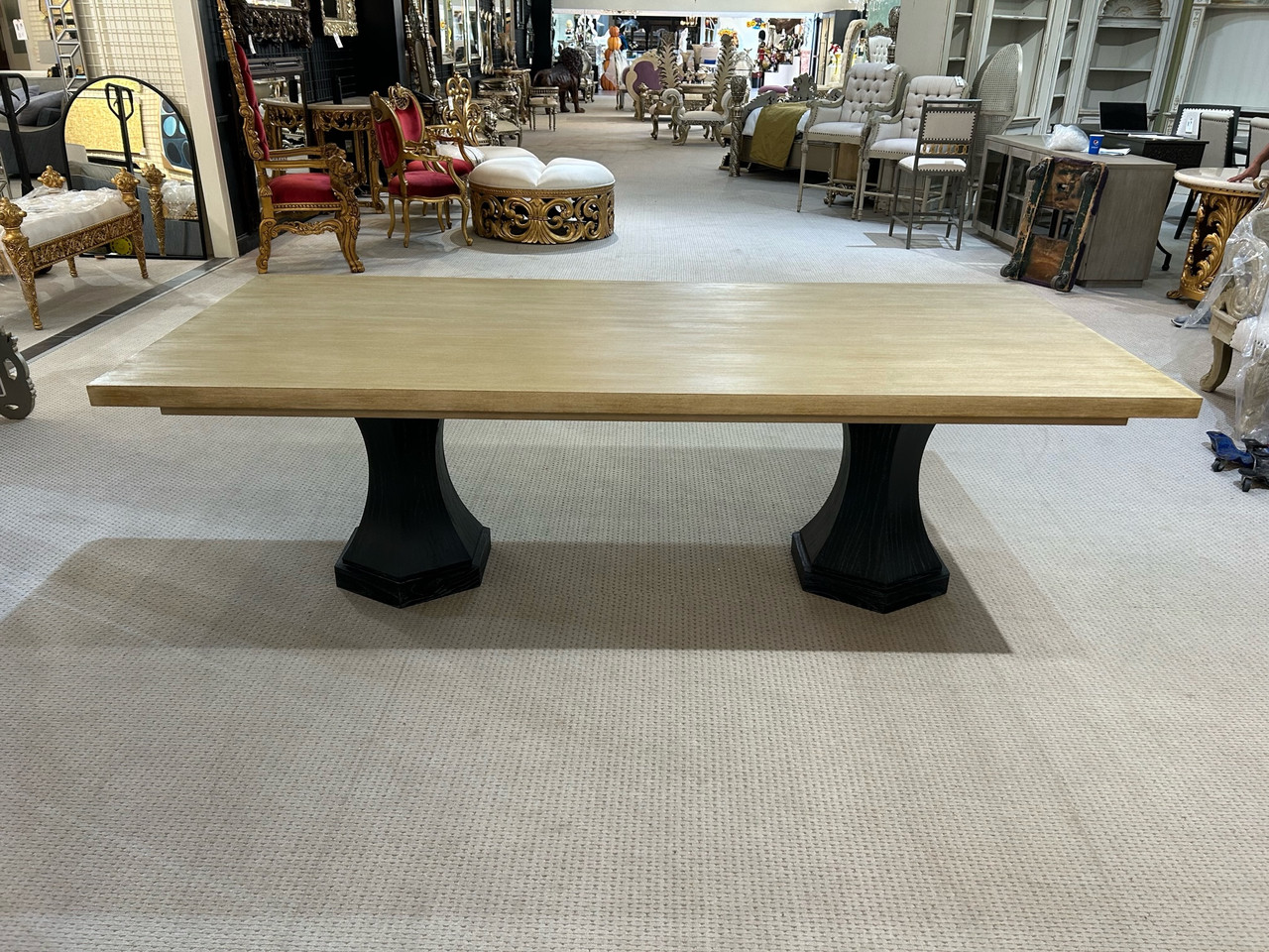 Santa Barbara Rectangle Double Pedestal Dining Table Two Tone  98"W