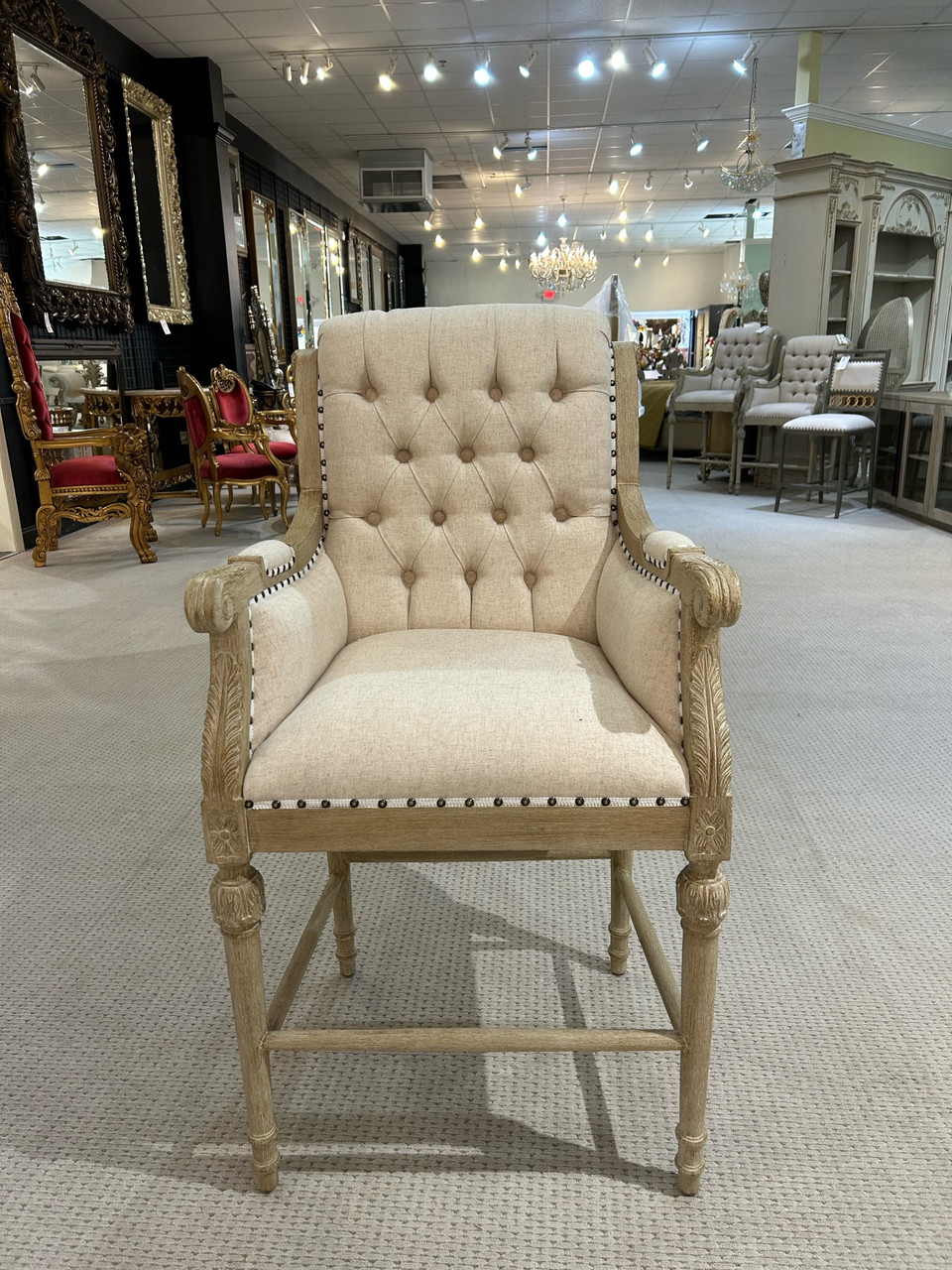 Continental Casual Upholstered High Back Stool Room Scene