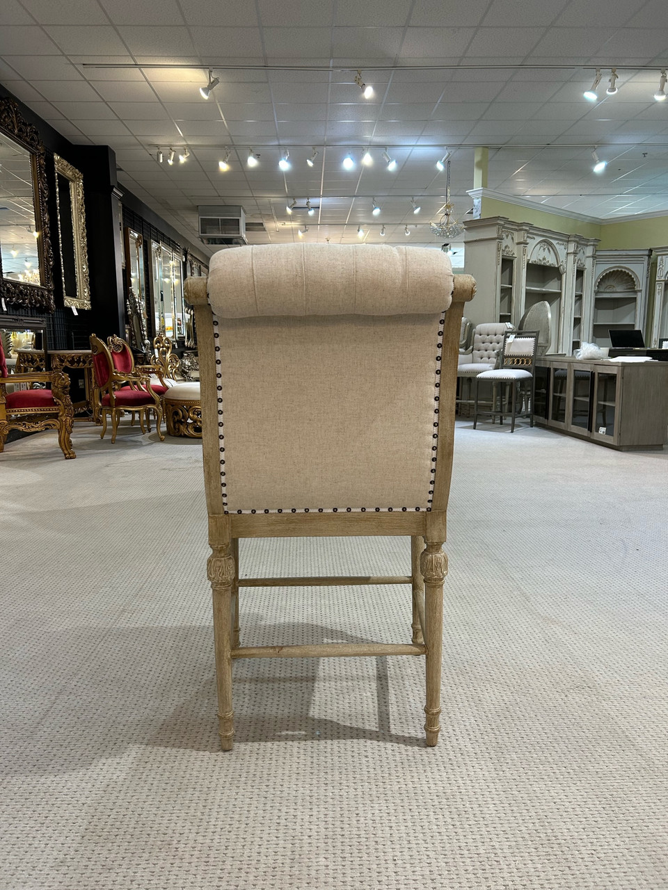Continental Casual Upholstered High Back Stool Close Up Image