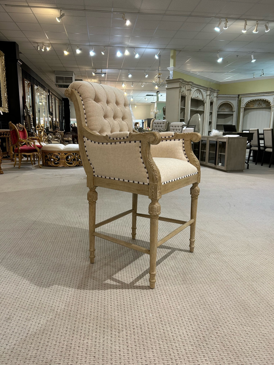 Continental Casual Upholstered High Back Stool