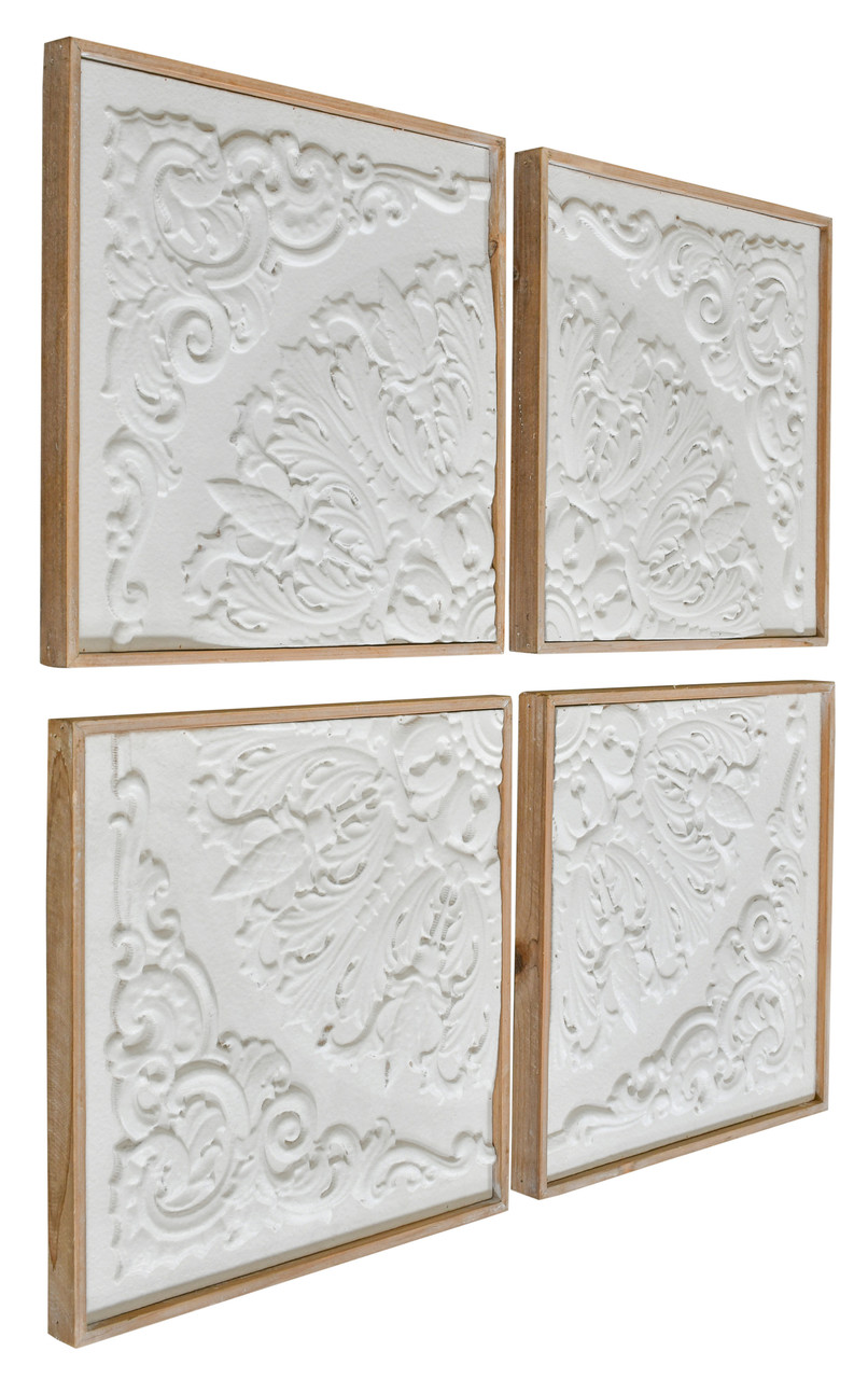 Set of 4 White Wall Panel D?cor Close Up Image
