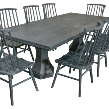 Santa Barbara Charcoal Dining Table with Sping Side Chairs Set of 9