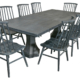 Santa Barbara Charcoal Dining Table with Sping Side Chairs Set of 9