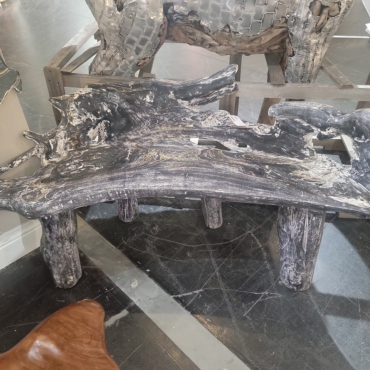 Teak Root Black Wash Bench 64 inches