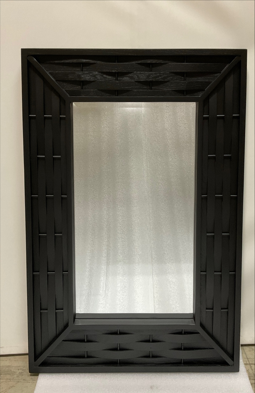 Wood Weave Wall Mirror Black