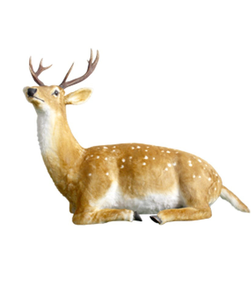 Spotted Faux Fur Sitting Deer