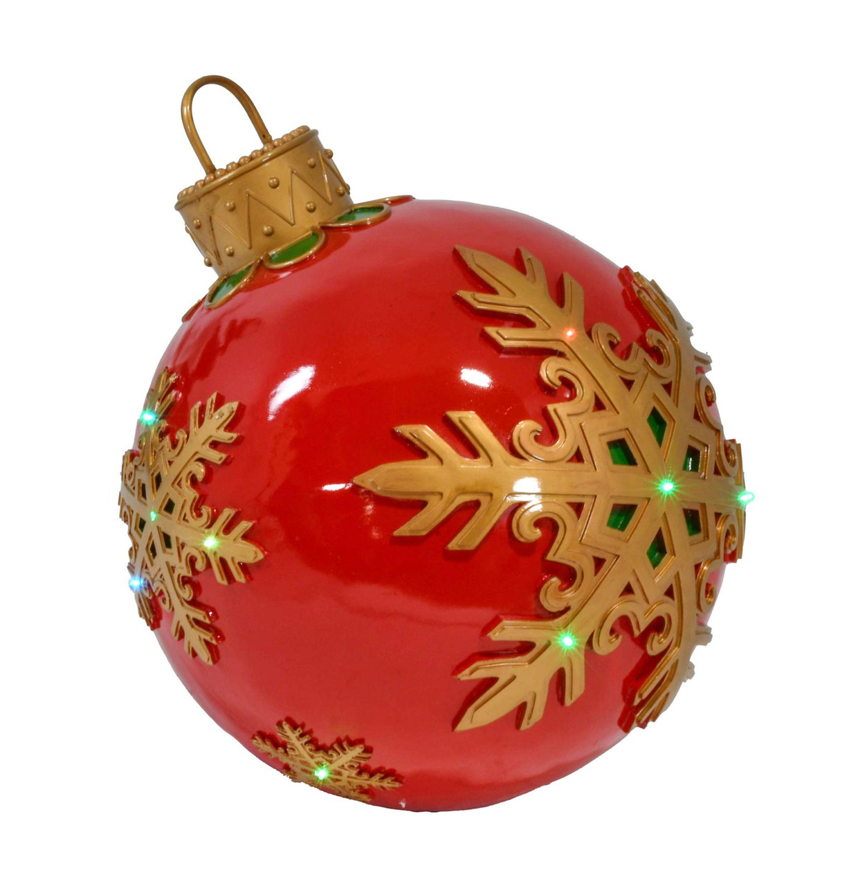 Illuminated Christmas Red Ornament with LED Lights