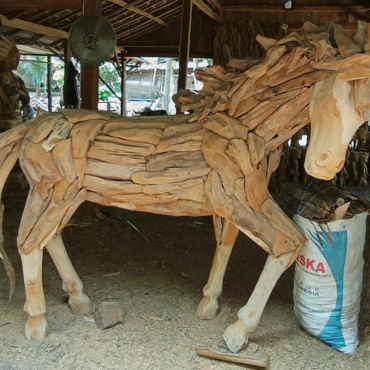 Handcrafted Life Size Teak Root Horse