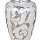 18"H White and Silver Decorative Handcrafted Vase Urn Bowl
