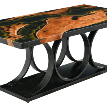 Golden Acrylic Rectangle Table with Iron Base