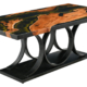 Golden Acrylic Rectangle Table with Iron Base