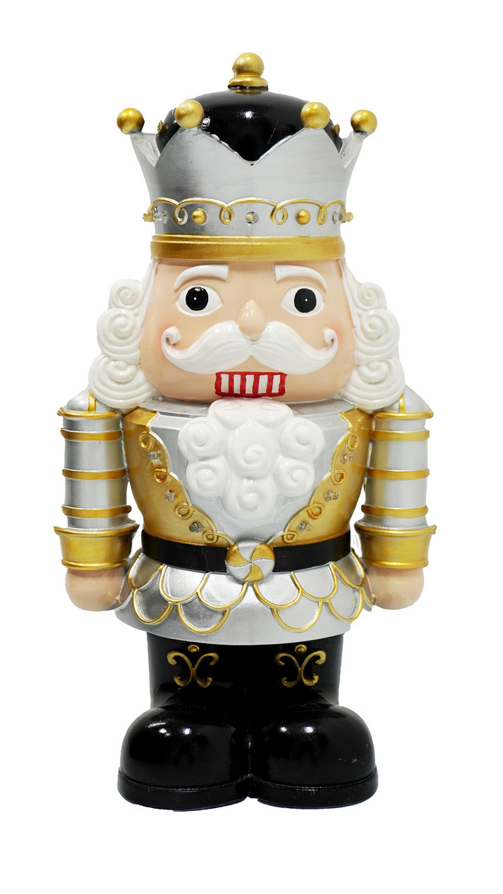 Festive Royal Silver Gold and White Nutcracker with LED Lights