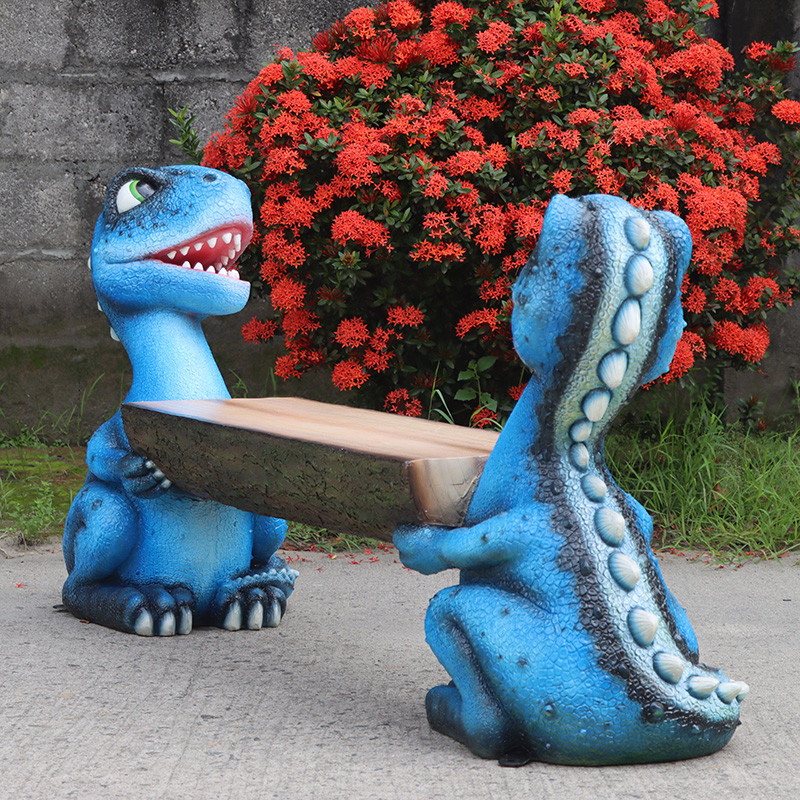 Blue Dinosaur Buddies Bench Close Up Image