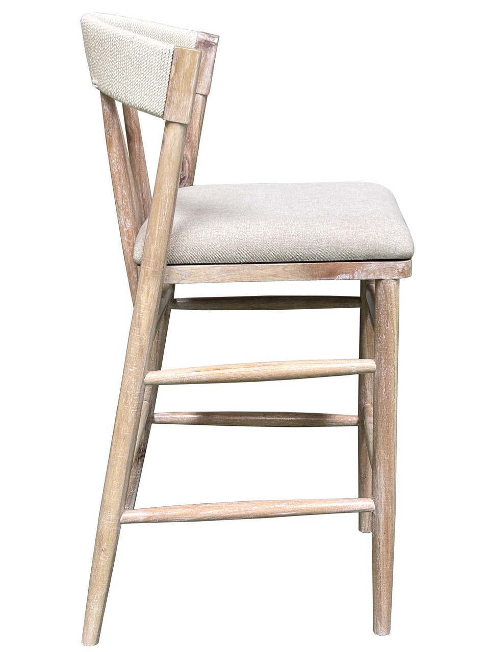 Alto Back Barstool White Wash Close Up Image