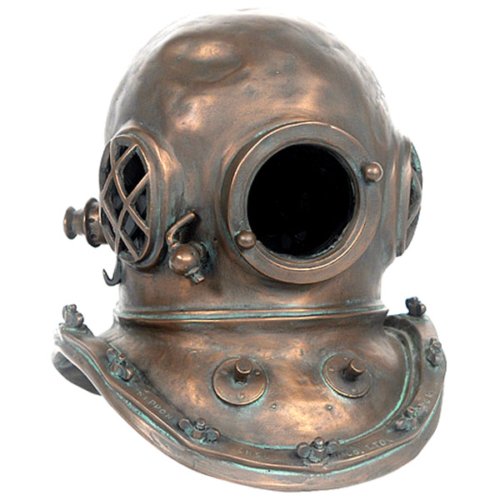 16.5"H Diving Helmet Copper Statue Novelty Collectable Decor