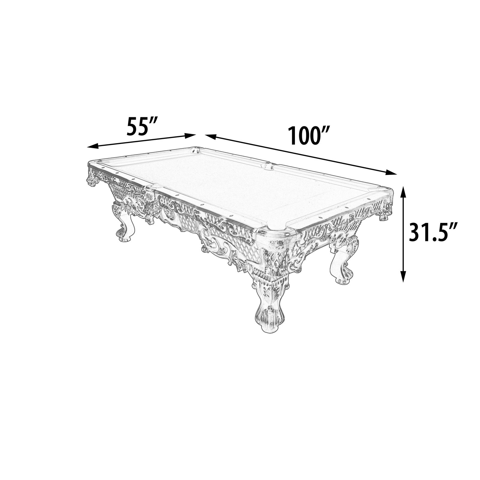Victorian Carved Pool Table Professional Size L (KIT) - Image 5