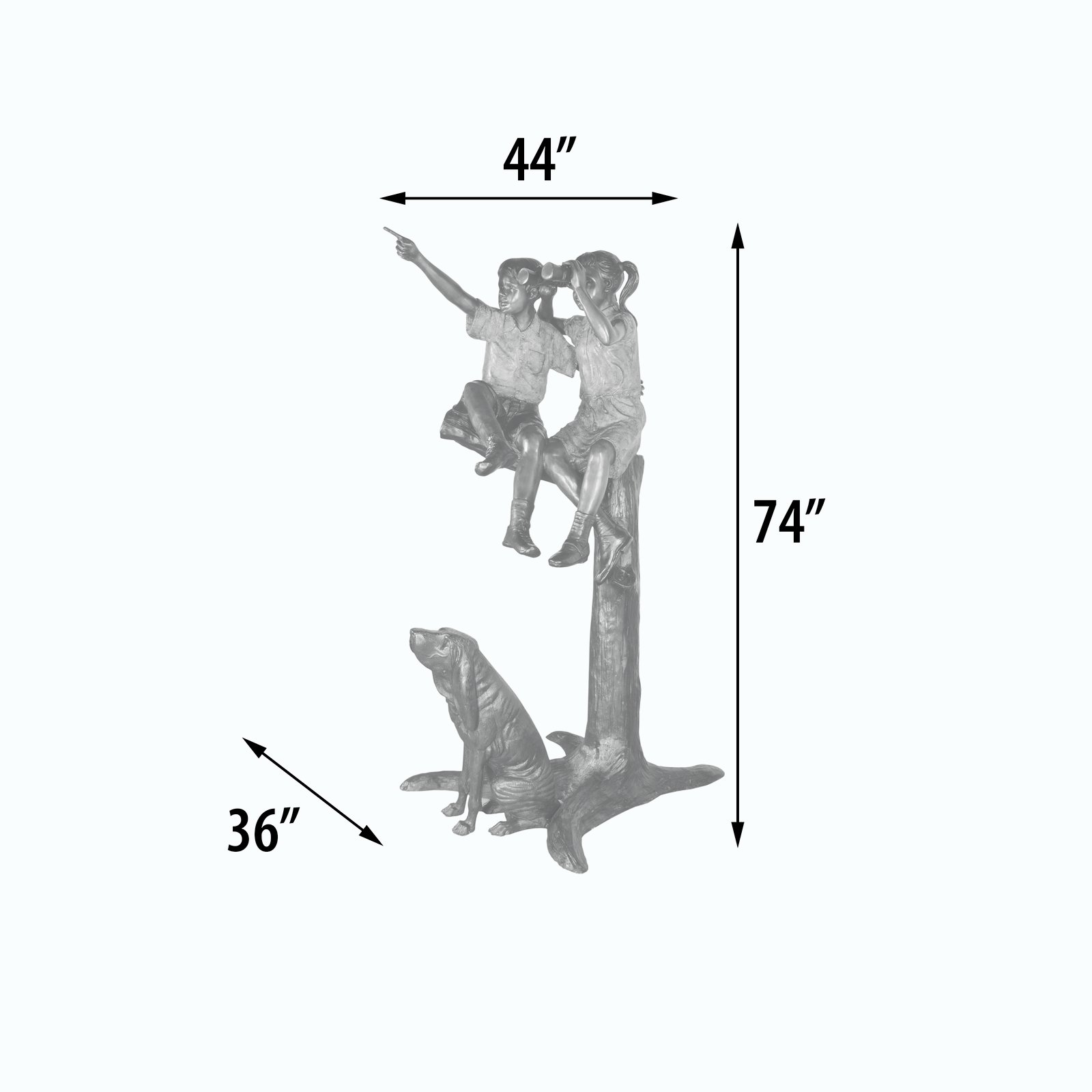 Two Children with Binoculars and Dog 74 Inches Tall - Image 5
