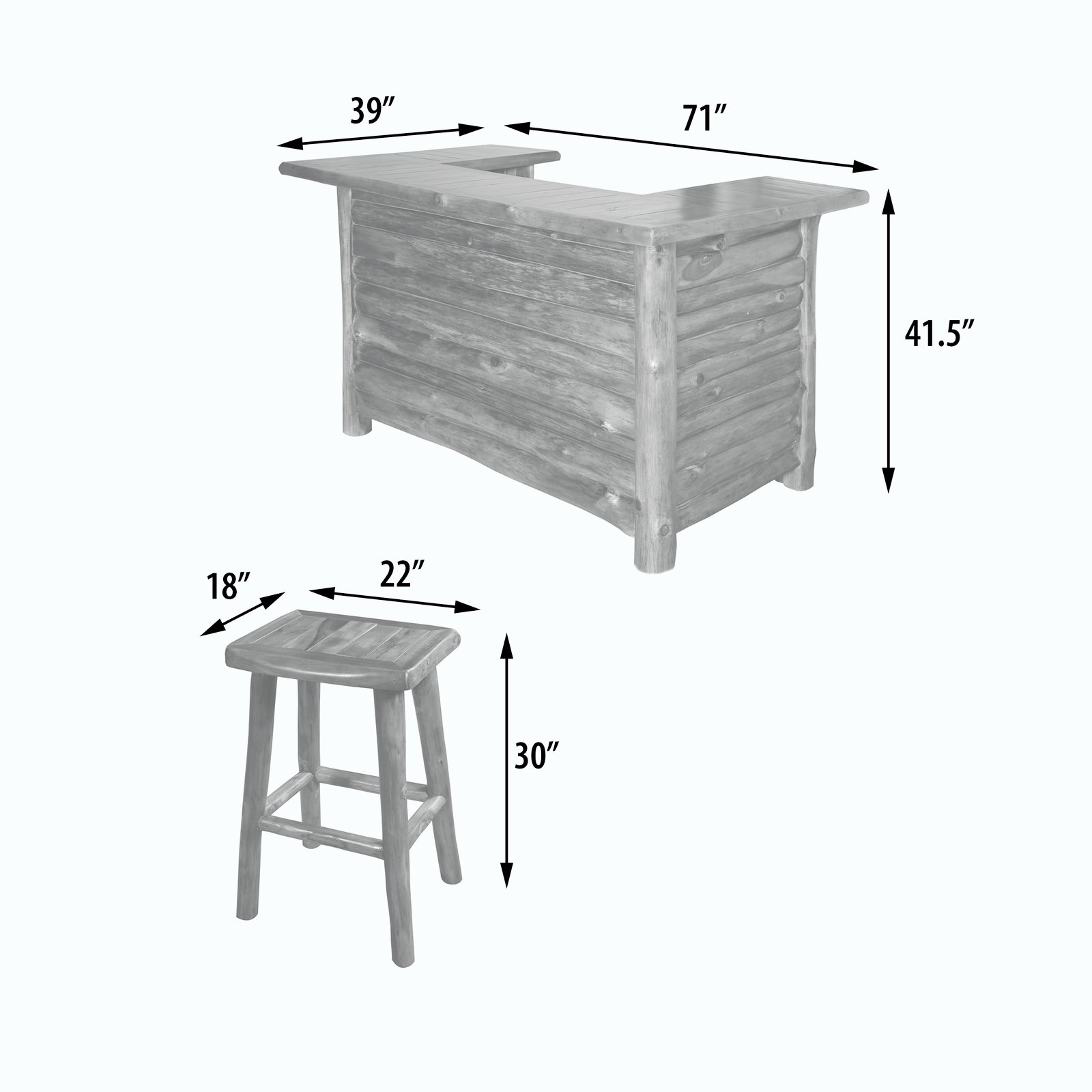 Adirondack Teak Bar Set of 5 (KIT) - Image 5
