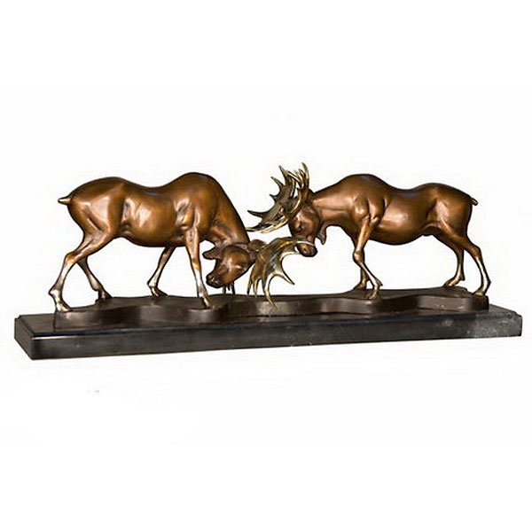 Two Moose on Marble Base