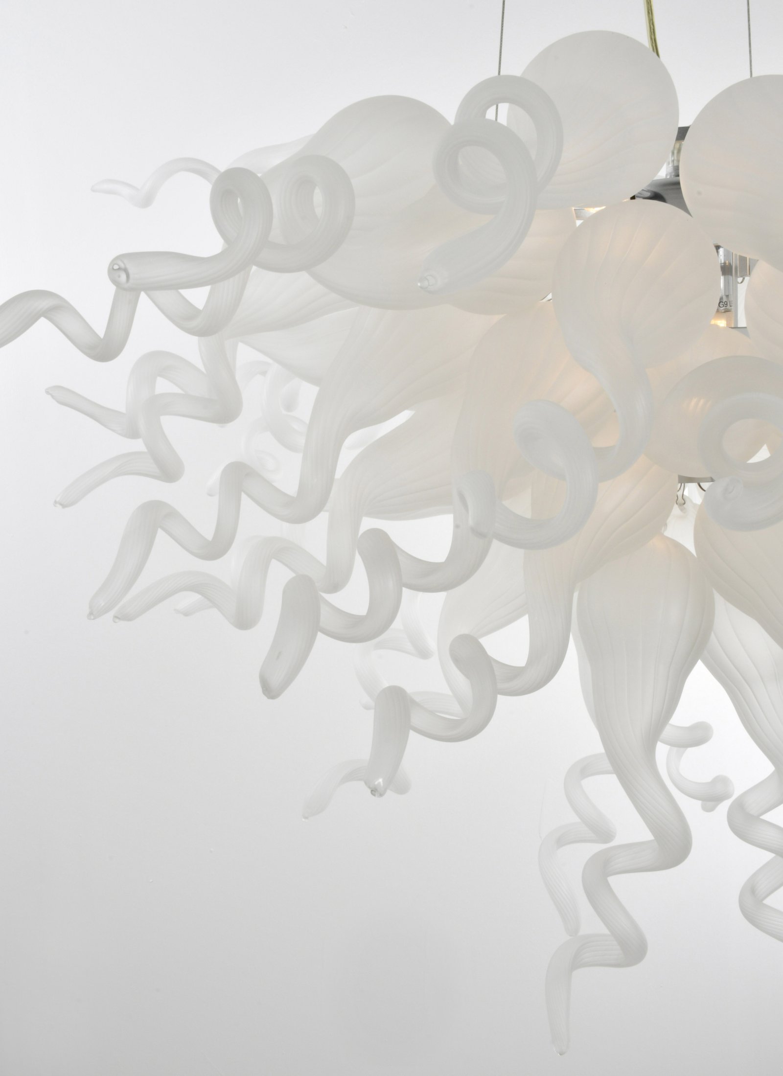 Frosted White Blown Glass Chandelier - Image 4