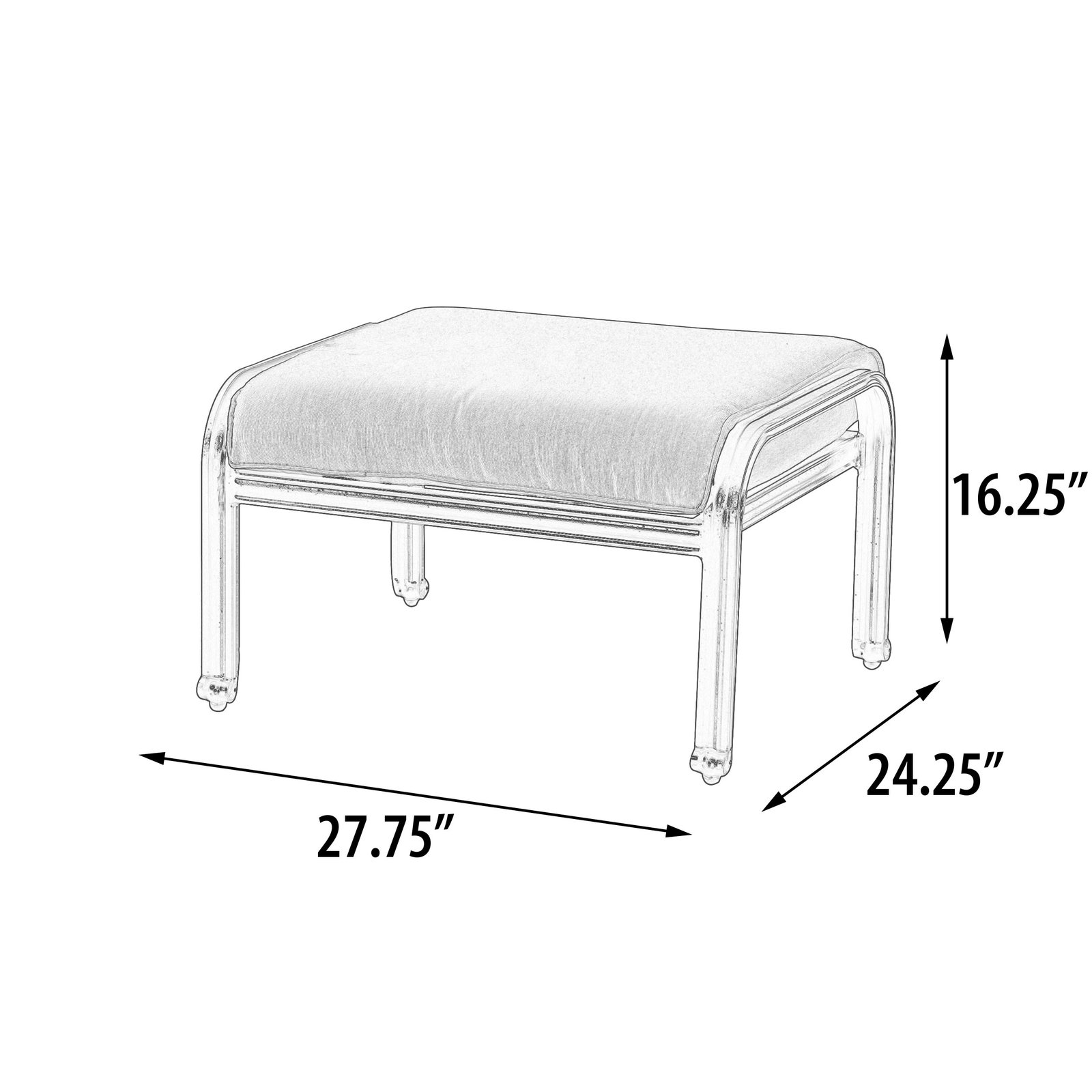 Savannah Outdoor Aluminum Ottoman - Image 5