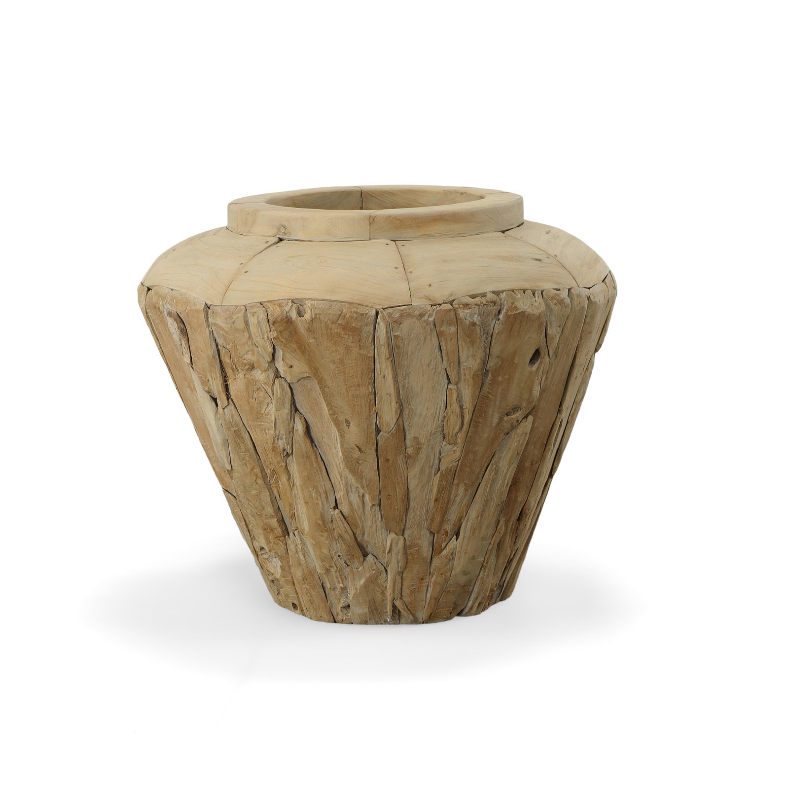 30"H Wide Decorative From Reclaimed Teak Wood Handcrafted Unique Rustic Vase