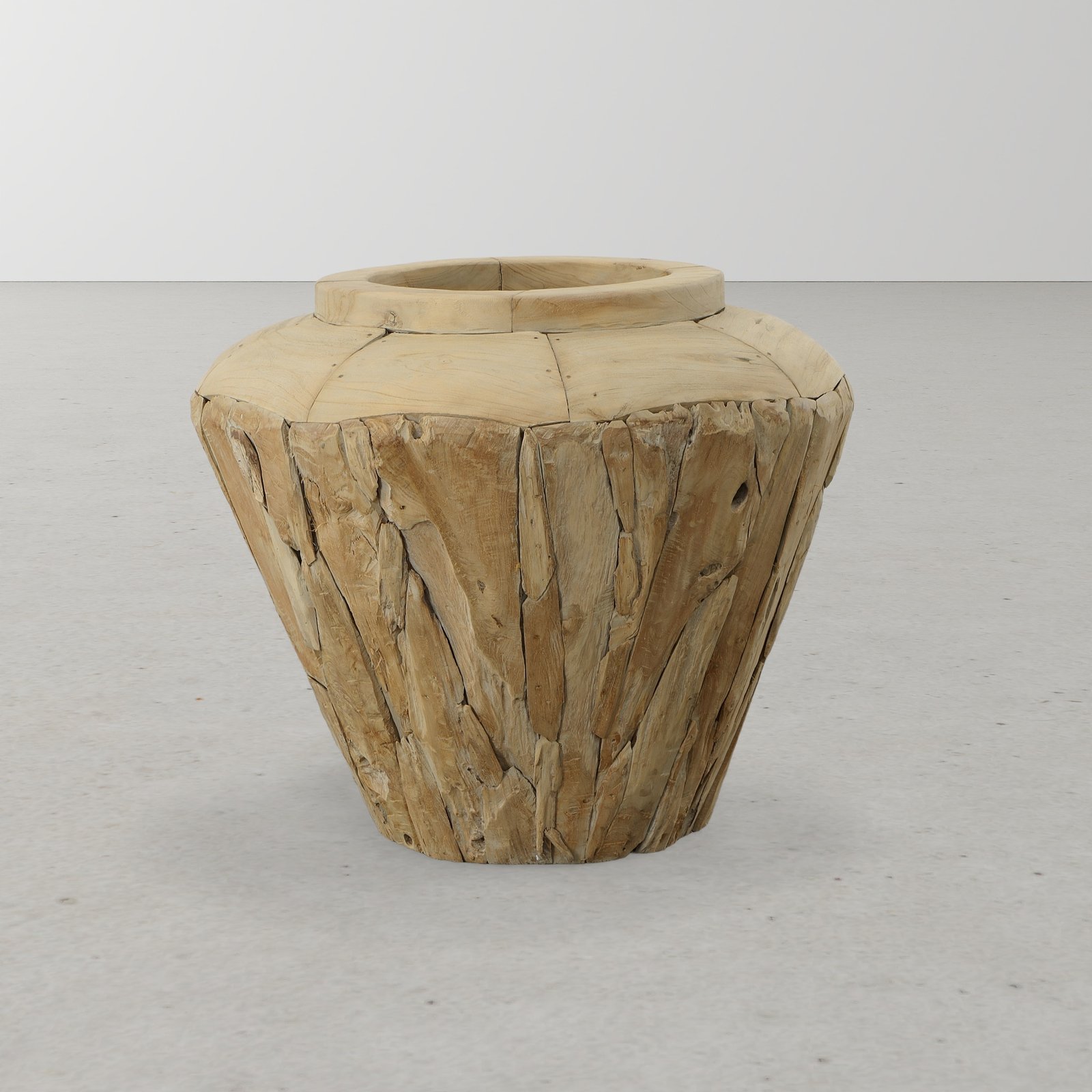 30"H Wide Decorative From Reclaimed Teak Wood Handcrafted Unique Rustic Vase - Image 2