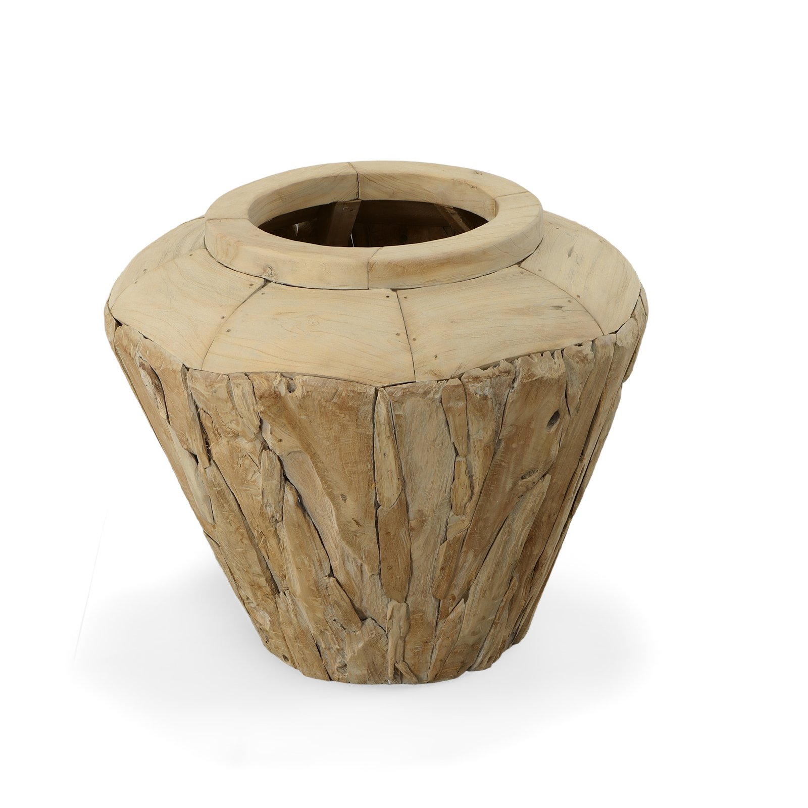 30"H Wide Decorative From Reclaimed Teak Wood Handcrafted Unique Rustic Vase - Image 3