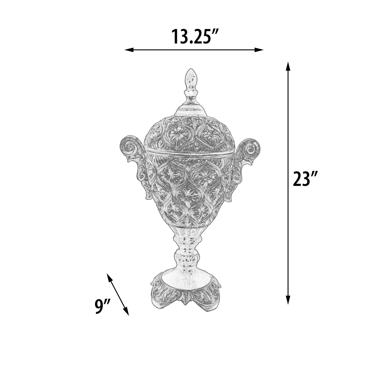 Valencia Stately Lidded Urn 23 Inches Tall - Image 5