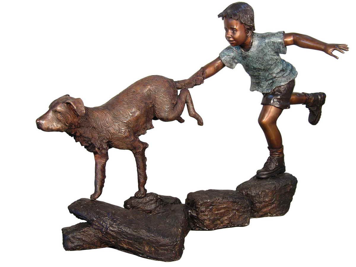 Boy Running with Dog