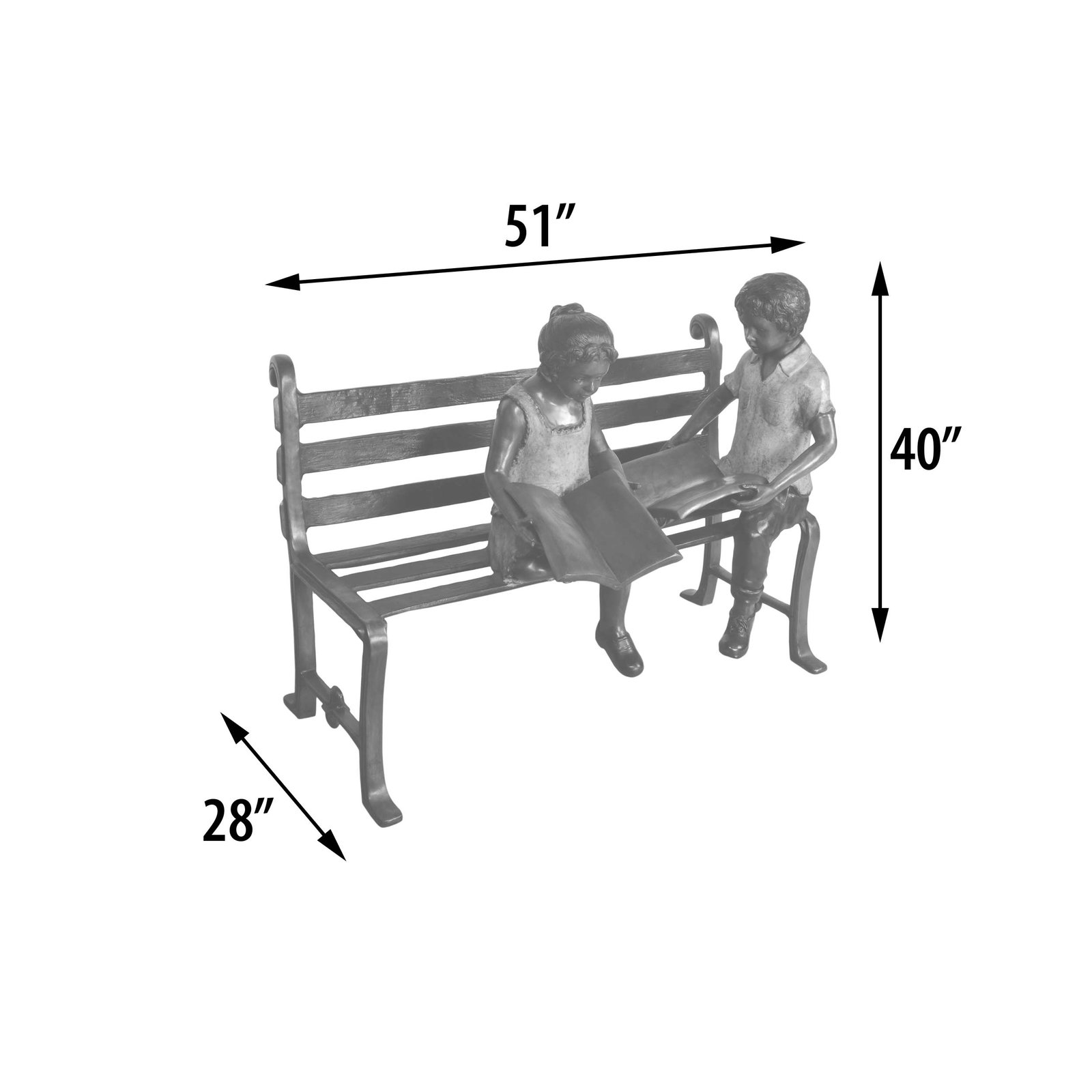 Boy and Girl on Bench 51 Inch Wide - Image 5