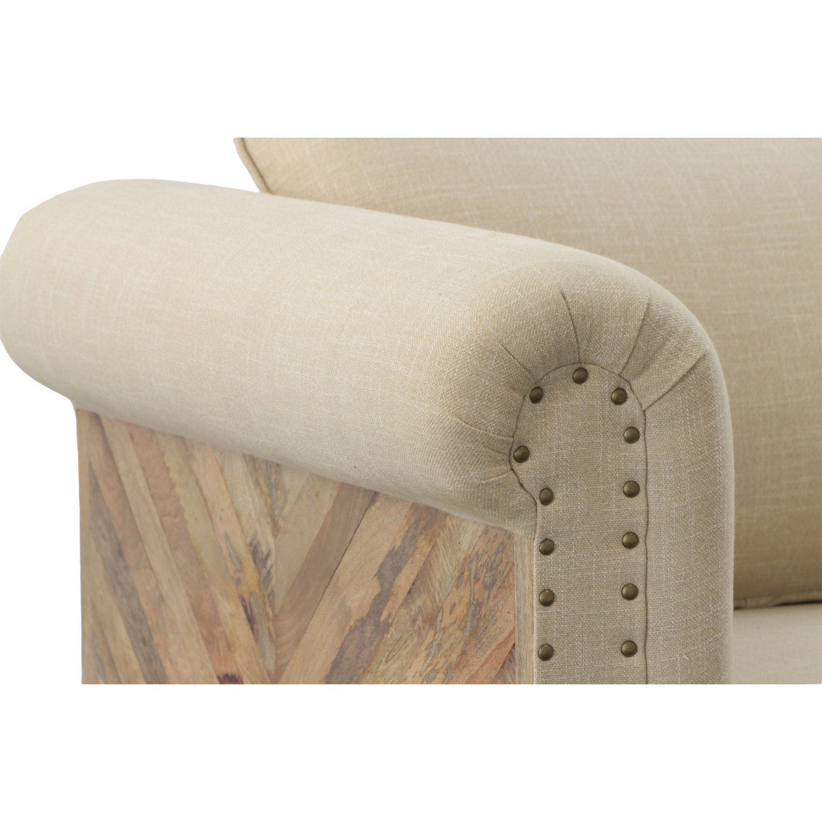 Mango Wood Solid Parquet and Linen Chair 39 Inches - Image 4