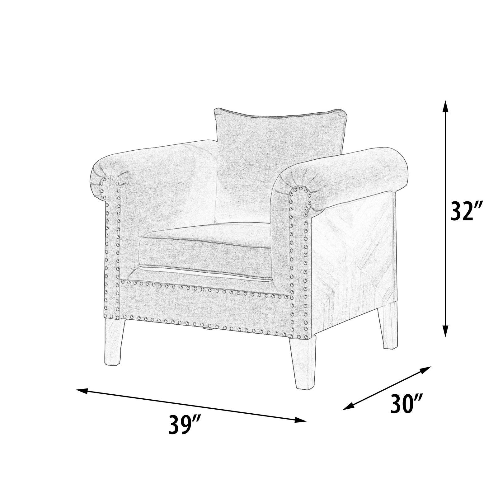Mango Wood Solid Parquet and Linen Chair 39 Inches - Image 5