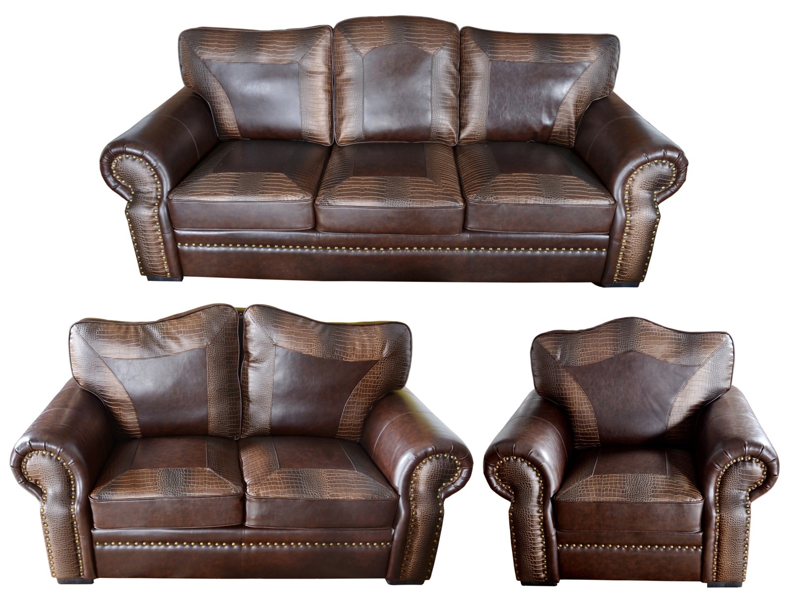 Botswana Croc and Leather Sofa Set of 3 (KIT) - Image 2