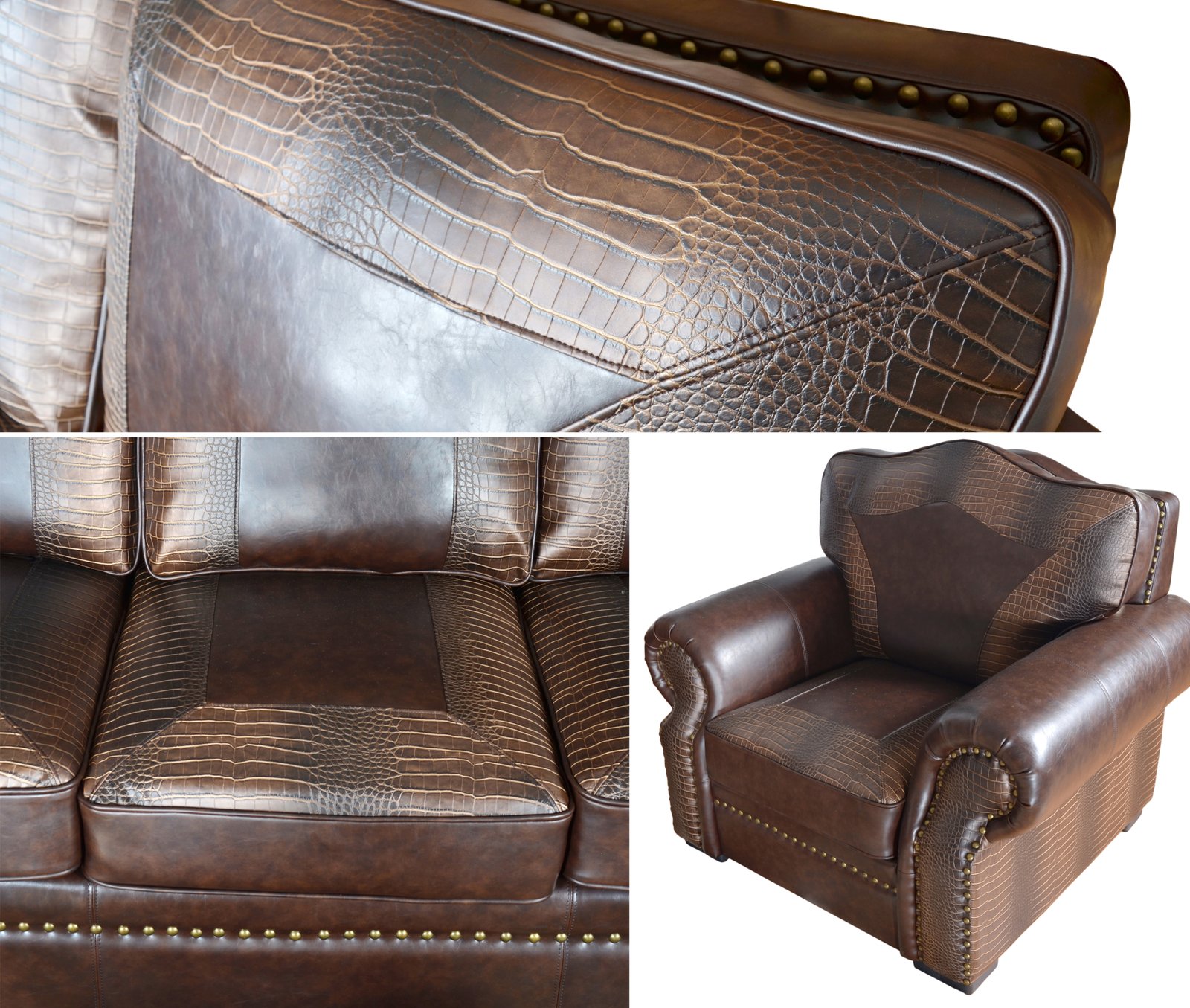 Botswana Croc and Leather Sofa Set of 3 (KIT) - Image 4