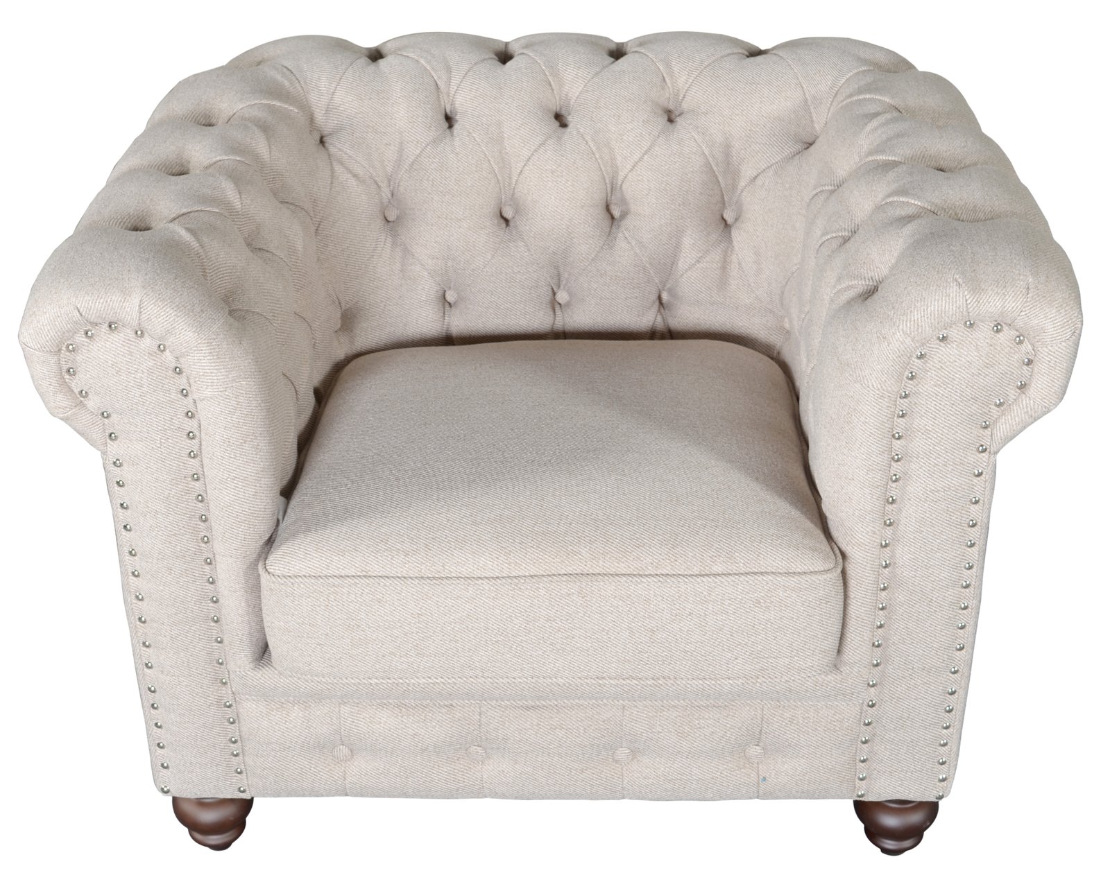 Classic Chesterfield Dark Linen Chair - Image 3