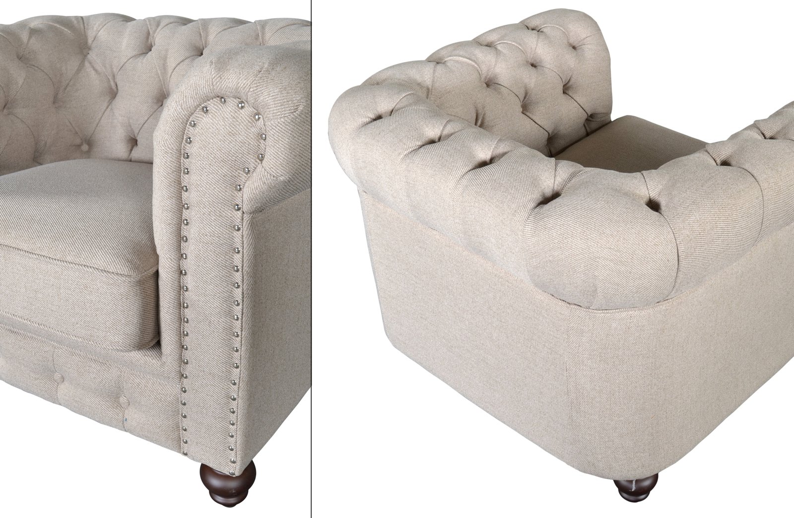 Classic Chesterfield Dark Linen Chair - Image 4