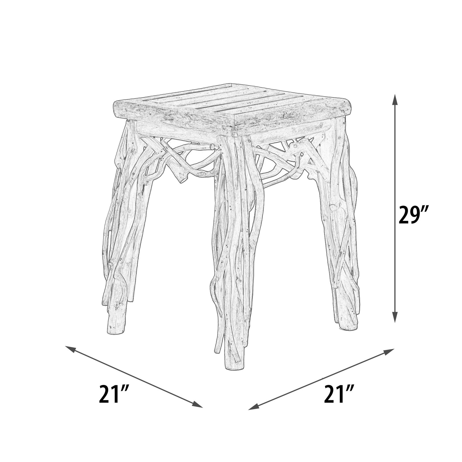 Natural Teak Branch Grizzly Adams Side Table 29 Inches Tall - Image 5