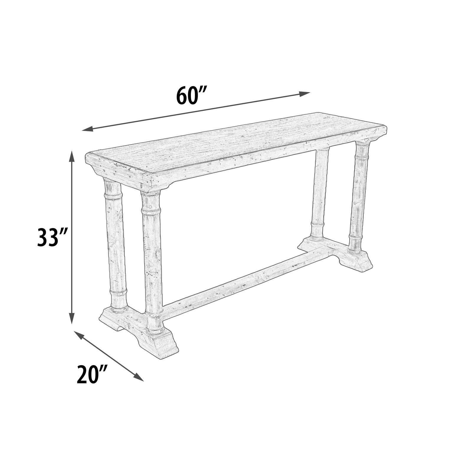 Farmhouse Wood Natural Console Sofa Hall Table - Image 5