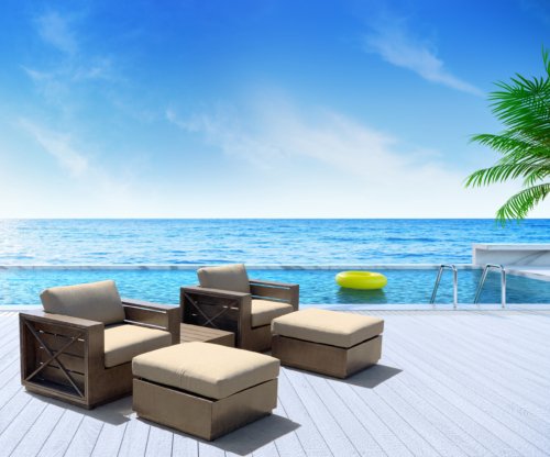 Mountain Studio Modern Rustic Outdoor 5 Piece Outdoor Club Chair Set