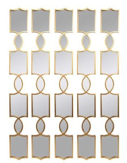 Geometrical Gold Mirrored Wall Decor Set of 5