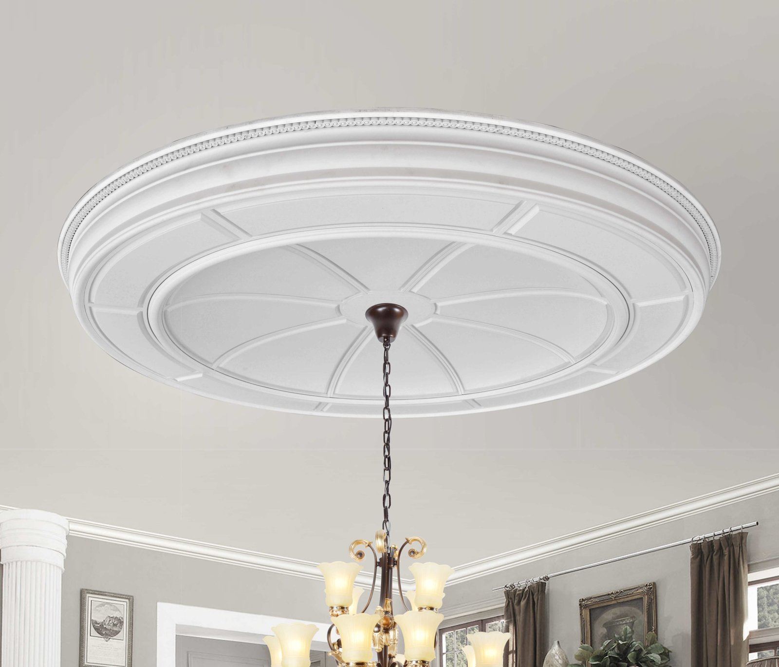 71.5" White Large Round Chandelier Ceiling Medallion DIY Lighting Wall Decor
