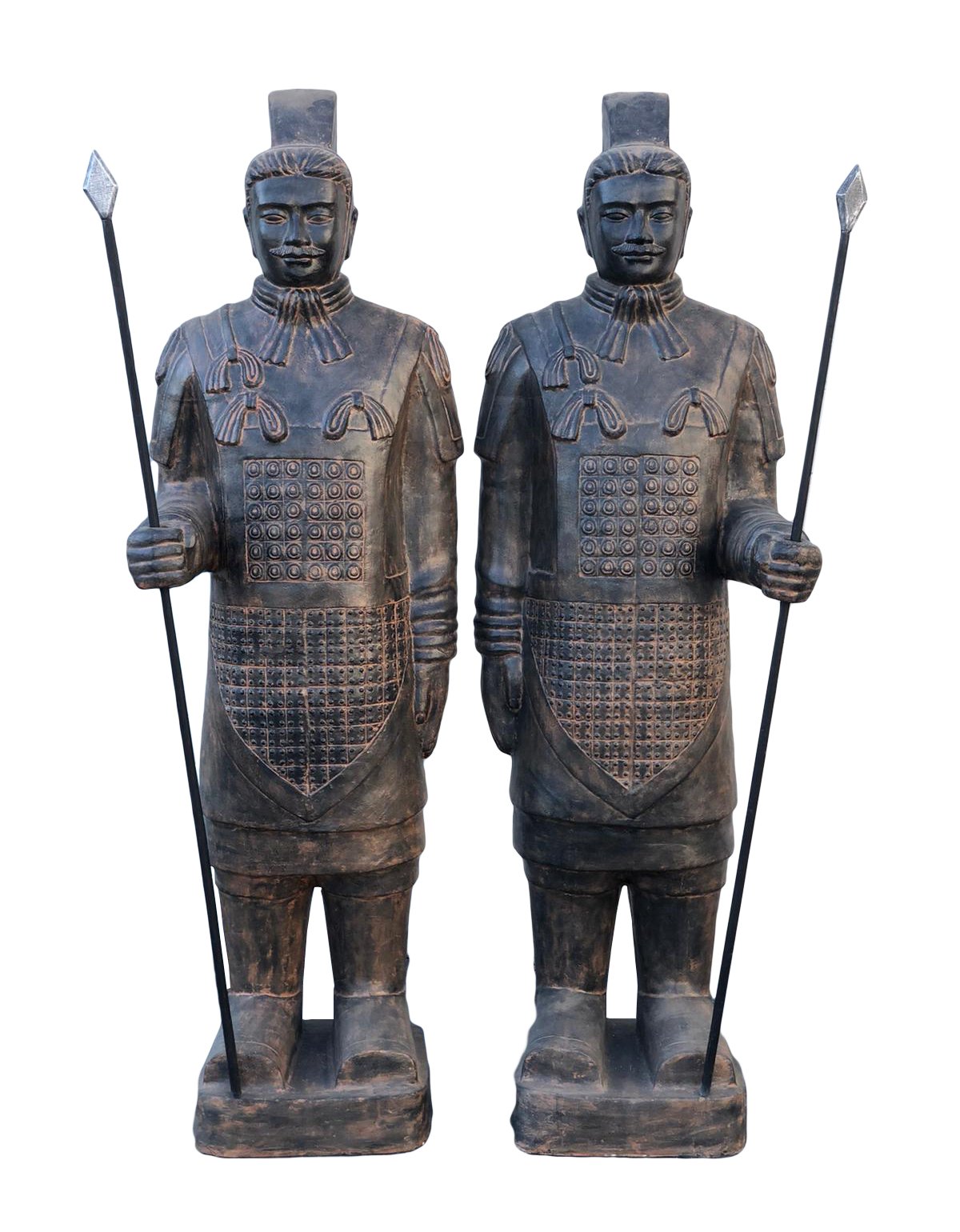 Life Size Pair of Standing Soldiers 78.74" Tall With Black Earthy Finish - Image 2